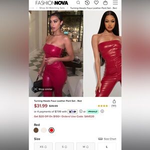 Turning Heads Faux Leather Pants Set - Red